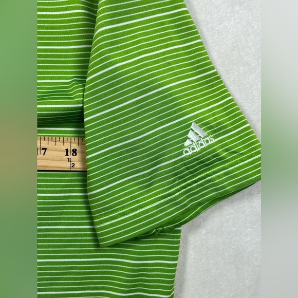 Men’s Medium Adidas Green Stripe ClimaLite Golf Performance Polo Shirt - Picture 8 of 11